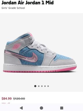 Air Jordan 1 Mid Girls' Sneaker in Light Blue & Pink